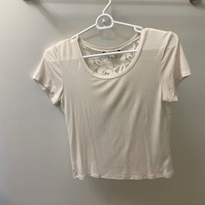 {American Eagle} White Cropped Tee with a Laced Back